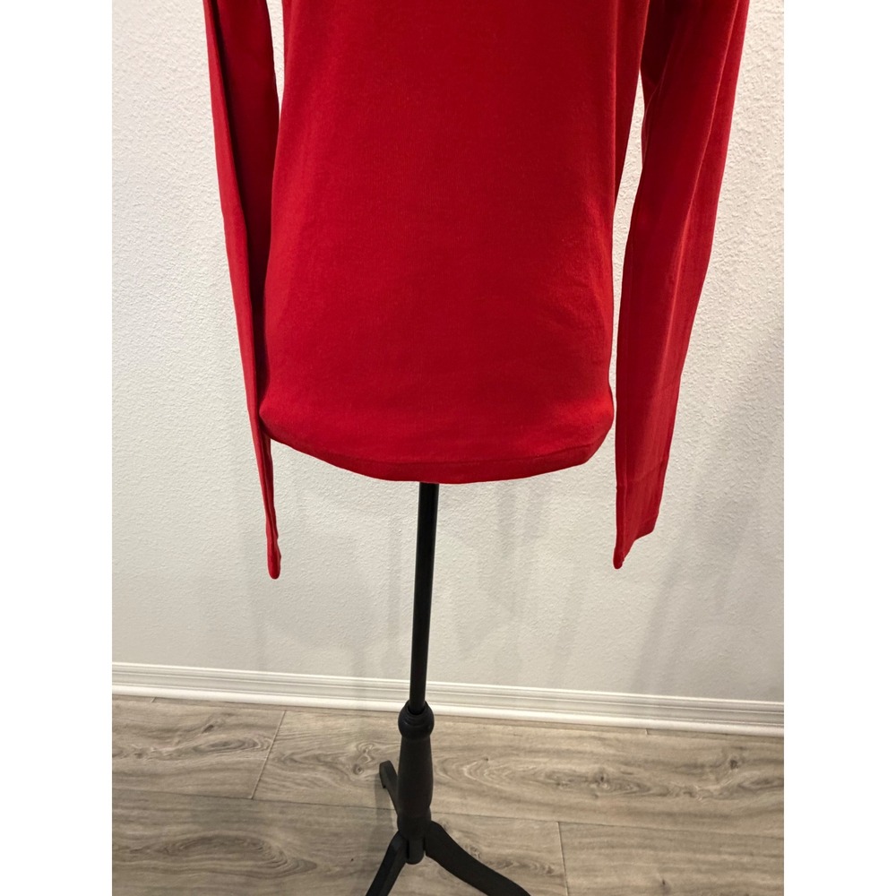 Ralph Lauren Sport Red Long Sleeve Cotton Tee Shirt Womens Large Blue Pony Logo - Picture 6 of 9